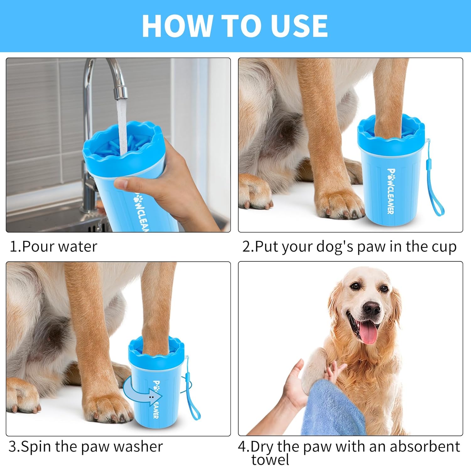 7-in-1 Dog Paw Cleaner Kit (Medium, Blue)