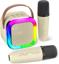 Mini Karaoke Machine with Wireless Mics (Beige)
